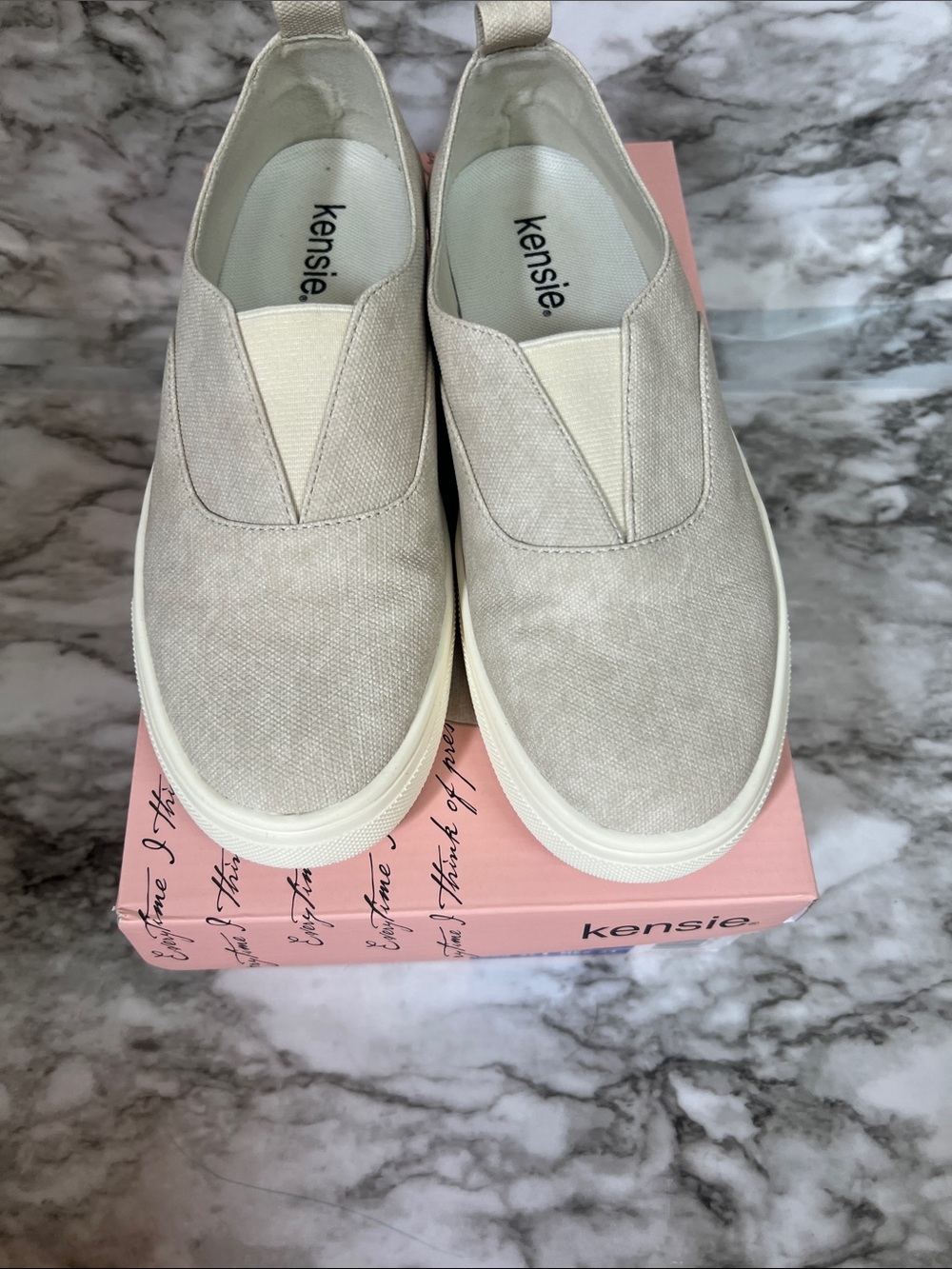 Kensie Slip-On Sneakers in Light Beige